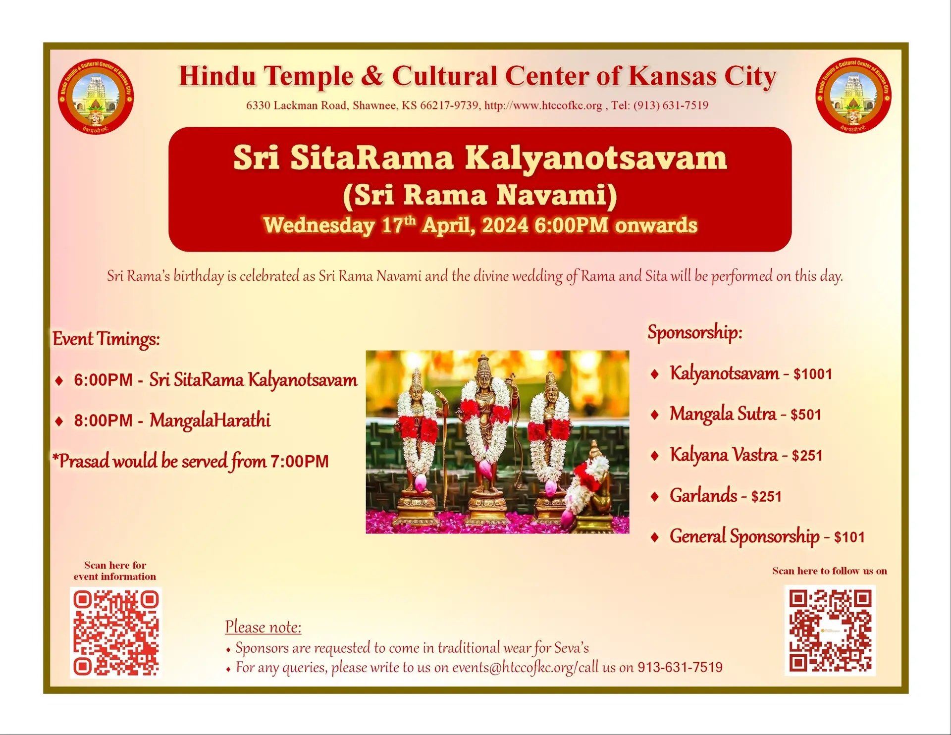 04/17 – Sri SitaRama Kalyanam – Sri Rama Navami Celebrations – HTCC →